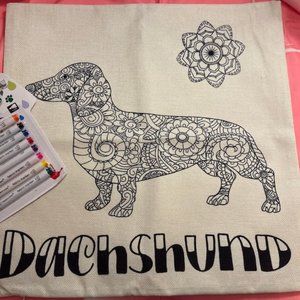 Dachshund DIY Pillow Cover includes Fabric Markers